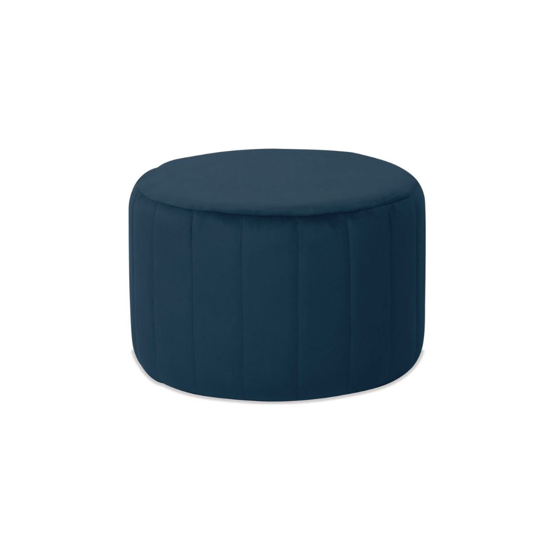 Mandy Ottoman - Atlantic Blue Velvet-Global Living